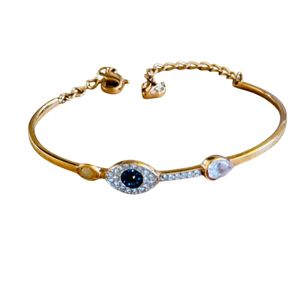 Swarovski Symbolica Evil Eye Bracelet Crystal Gold Rhodium Plated Pave Signed